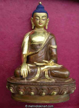 Lord Buddha - Statue - Copper and 24 Cart Gold