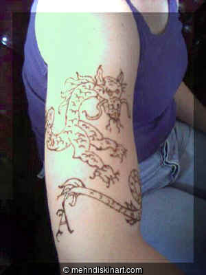 Henna Dragon Tattoo on Upper Arm